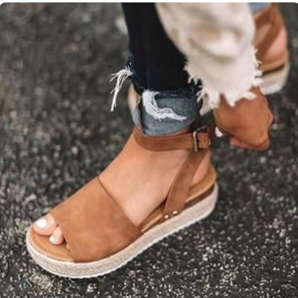 Tan Espadrilles Platform Sandals Platform - Picture 3 of 7